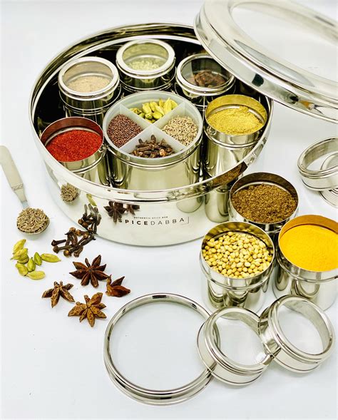 indian metal spice box|indian spice containers stainless steel.